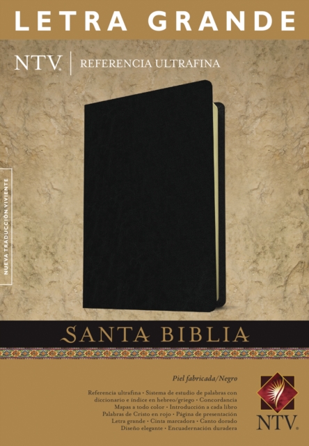 Santa Biblia NTV, Edicion de referencia ultrafina, letra grande (Letra Roja, Piel fabricada, Negro), Leather / fine binding Book