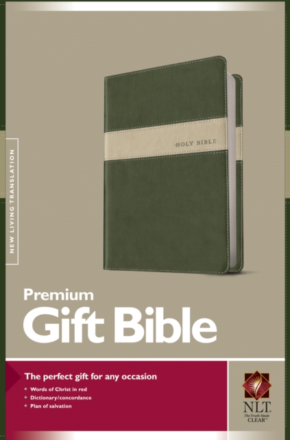 NLT Premium Gift Bible, Evergreen/Stone, Leather / fine binding Book