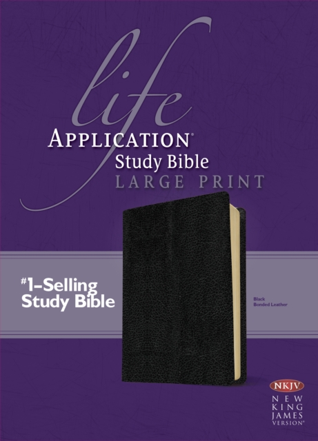 NKJV Life Application Study Bible Large Print, Black, Leather / fine binding Book