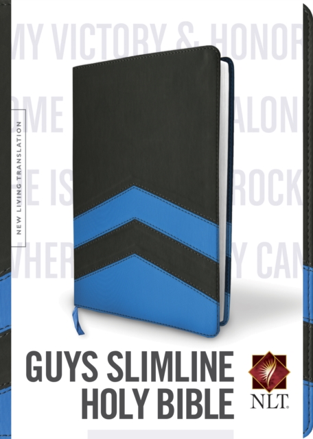 NLT Guys Slimline Bible Tutone Black/Blue Chevrons, Leather / fine binding Book