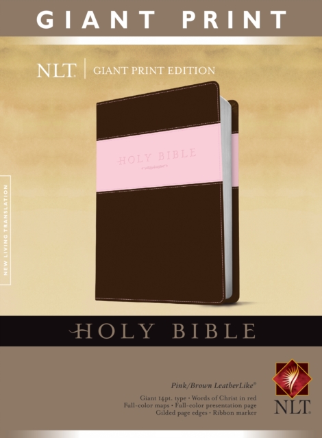 NLT Holy Bible, Giant Print, Pink/Brown, Leather / fine binding Book