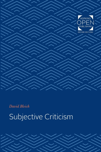 Subjective Criticism, Paperback / softback Book