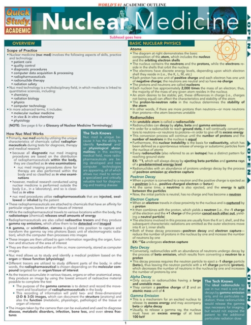 Nuclear Medicine : QuickStudy Laminated Reference Guide: Inc. BarCharts ...
