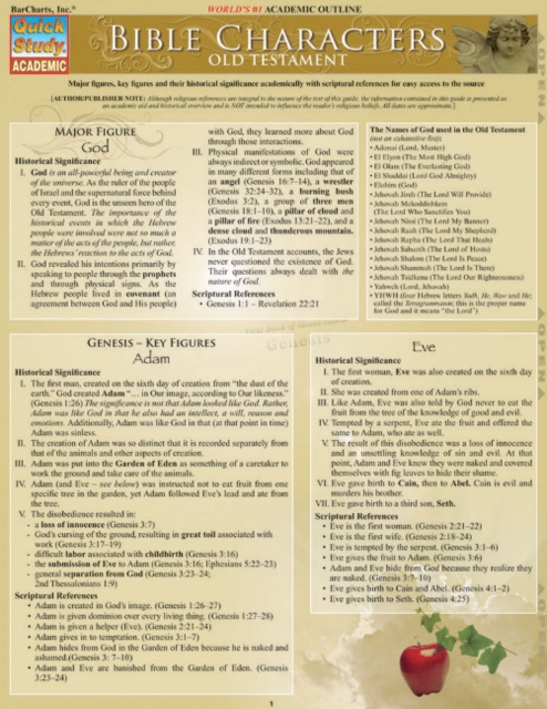 Bible Characters: Old Testament, Fold-out book or chart Book