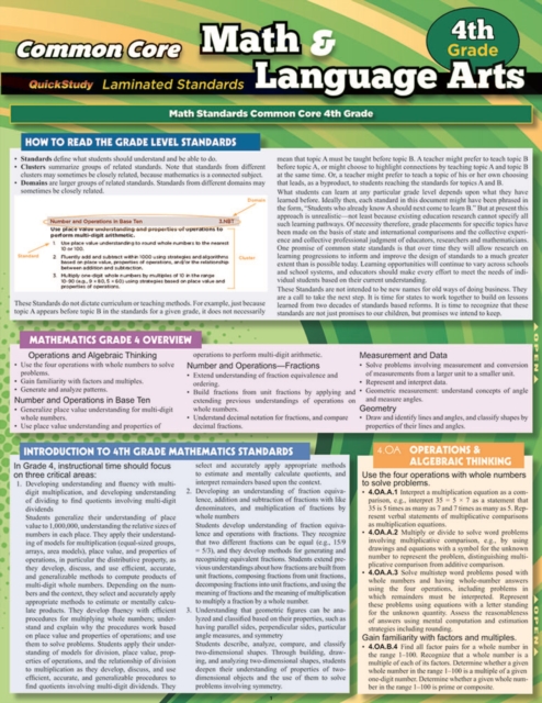 Ccss: Math & Language Arts - 4Thgrade, PDF eBook