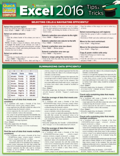 Microsoft Excel 2016 Tips & Tricks, Fold-out book or chart Book