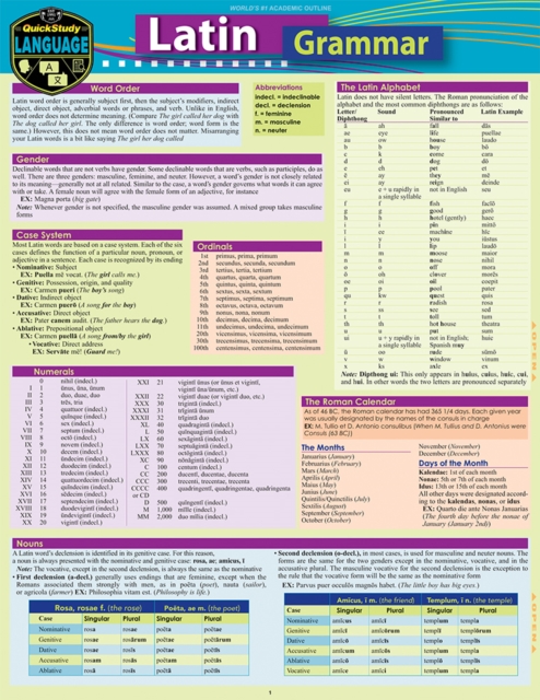 Latin Grammar : a QuickStudy Language Reference Guide, PDF eBook