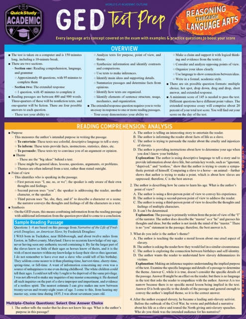 GED Test Prep - Reasoning Through Language Arts : a QuickStudy Laminated Reference Guide, PDF eBook