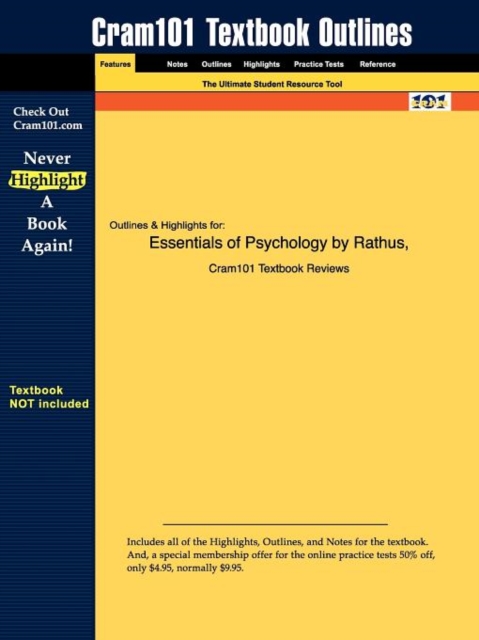 Studyguide for Essentials of Psychology by Rathus, ISBN 9780155080652, Paperback / softback Book