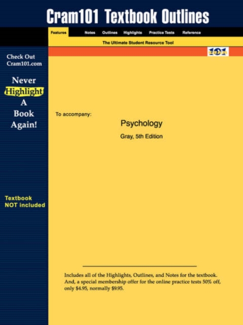 Studyguide for Psychology by Gray, ISBN 9780716751625, Paperback / softback Book