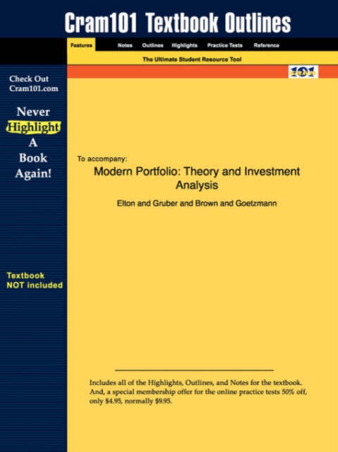Studyguide for Modern Portfolio : Theory and Investment Analysis by Al., Elton Et, ISBN 9780471238546, Paperback / softback Book