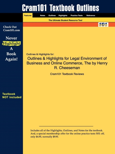 Studyguide for the Legal Environment of Business and Online Commerce by Cheeseman, Henry R., ISBN 9780136085683, Paperback / softback Book