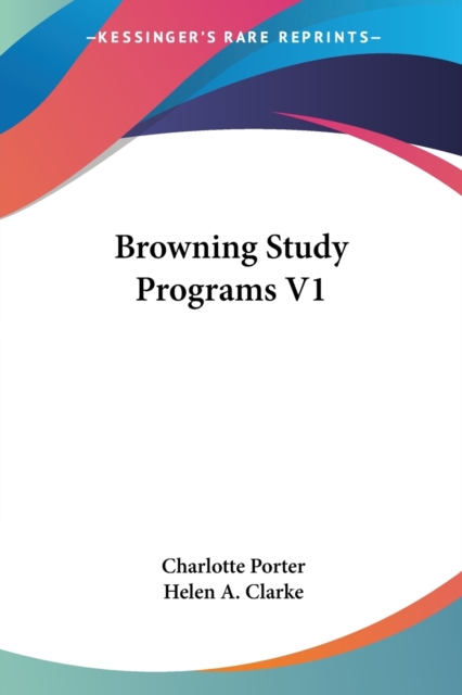 BROWNING STUDY PROGRAMS V1, Paperback Book