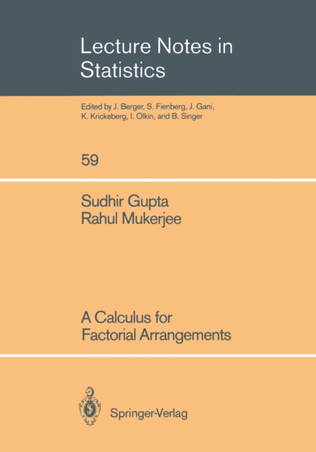 A Calculus for Factorial Arrangements, PDF eBook