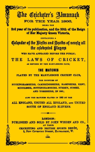 Wisden Cricketers' Almanack 1866, PDF eBook