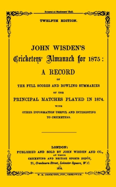 Wisden Cricketers' Almanack 1875, PDF eBook