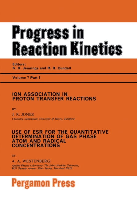 Ion Association in Proton Transfer Reactions : Use of ESR for the Quantitative Determination of Gas Phase Atom and Radical Concentrations, PDF eBook
