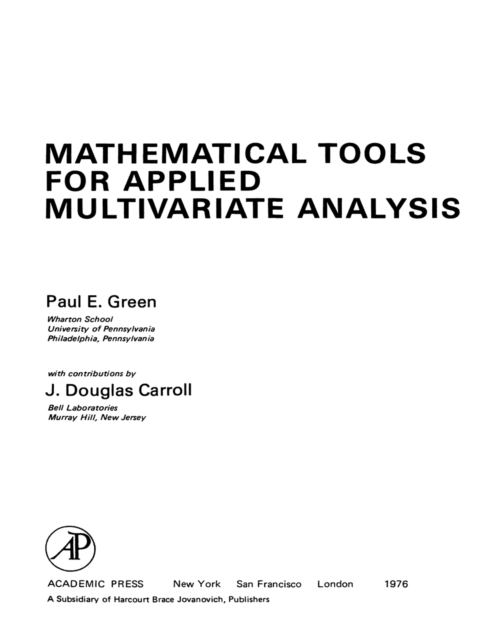 Mathematical Tools for Applied Multivariate Analysis, PDF eBook