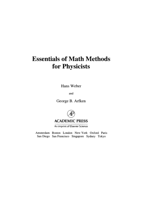 Essentials of Math Methods for Physicists, PDF eBook