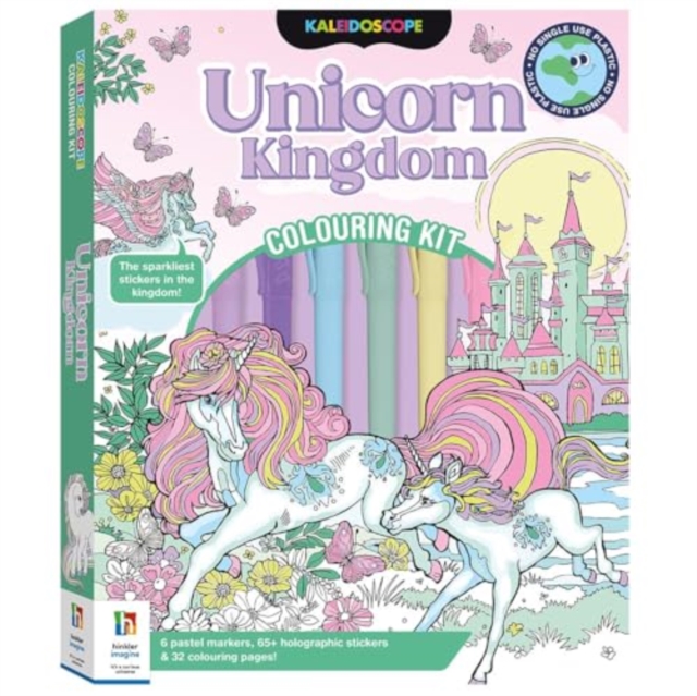 Kaleidoscope Colouring Kit Pastel Unicorns and More, Kit Book