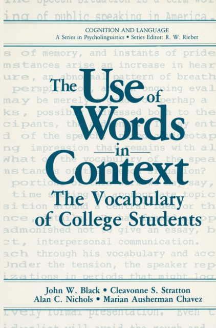 The Use of Words in Context : The Vocabulary of Collage Students, PDF eBook