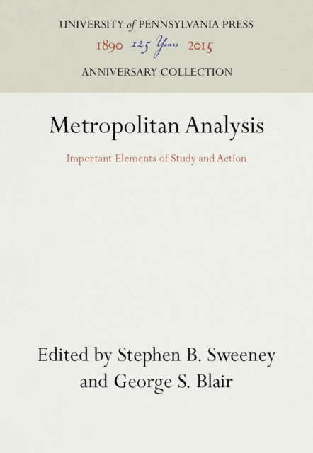 Metropolitan Analysis : Important Elements of Study and Action, PDF eBook