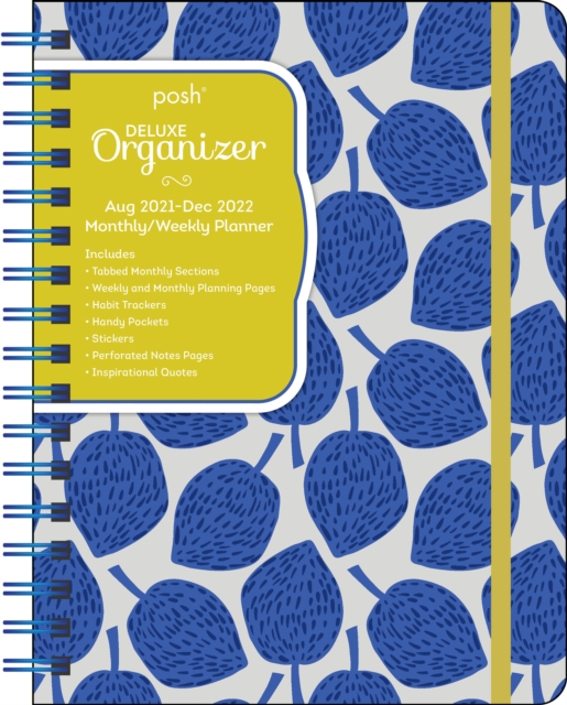 Posh: Deluxe Organizer 17-Month 2021-2022 Monthly/Weekly Planner Calendar : Blue Leaves, Calendar Book