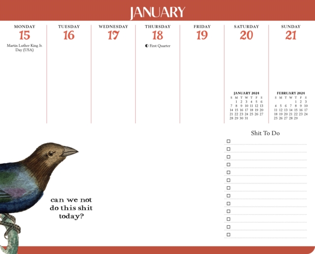 Effin' Birds 2024 Weekly Desk Pad Calendar, Calendar Book