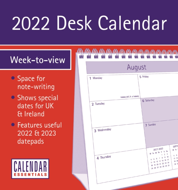 Essential Week-to-View Easel Desk Calendar 2022, Calendar Book