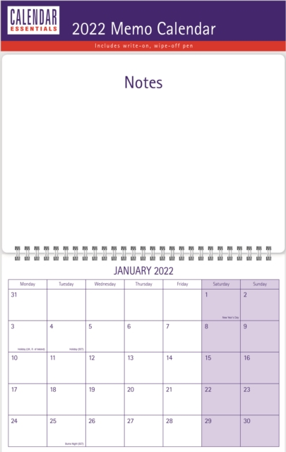 Essential Memo A3 Planner Calendar 2022, Calendar Book