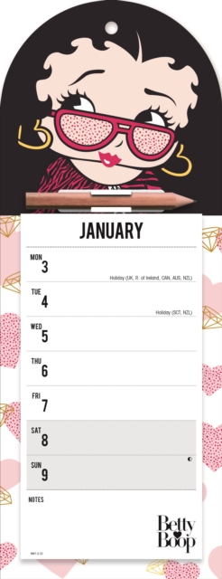 Betty Boop Week-To-View Magnetic Memo Slim Calendar 2022: : 9781529818031: Hive.co.uk