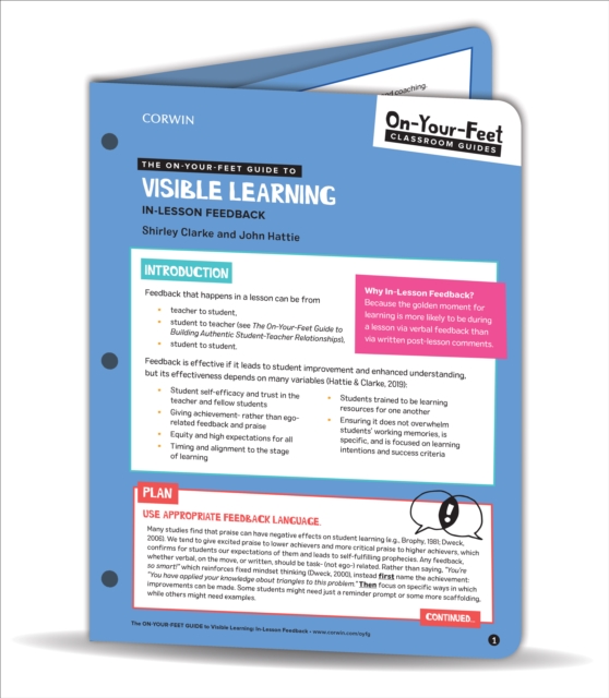 The On-Your-Feet Guide to Visible Learning : In-Lesson Feedback, Loose-leaf Book