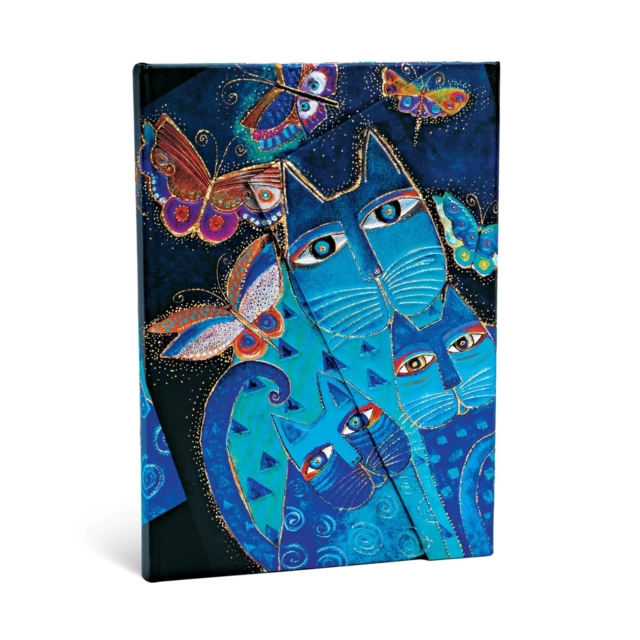 Blue Cats & Butterflies Lined Hardcover Journal, Hardback Book