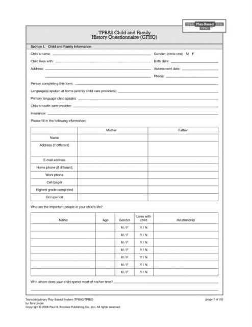 Transdisciplinary Play-based Assessment and Intervention (TPBA/I 2) Child and Program Summary Forms, Other book format Book