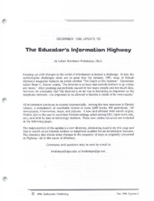 The Educator's Information Highway, Loose-leaf Book