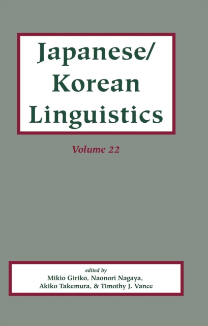 Japanese/Korean Linguistics, Vol. 22, Paperback / softback Book
