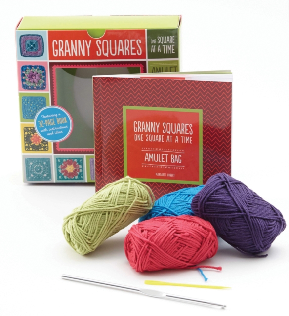 Granny Squares, One Square at a Time / Amulet Bag Kit : Includes hook and yarn for making two amulet bag necklaces - Featuring a 32-page book with instructions and ideas, General merchandise Book