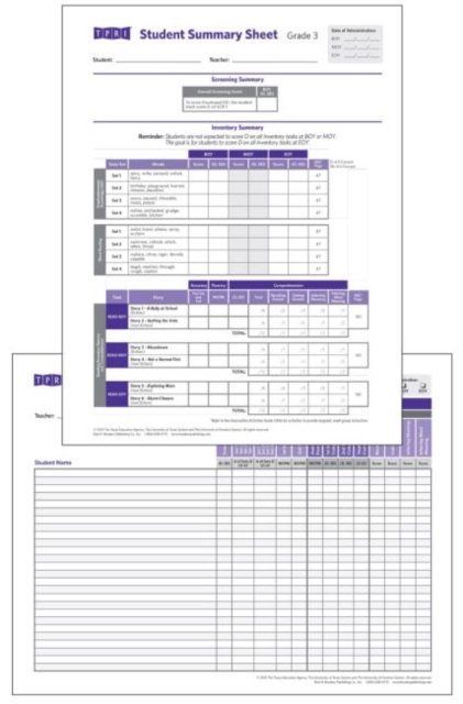 Student Record and Class Summary Sheets : Grade 3, Paperback / softback Book