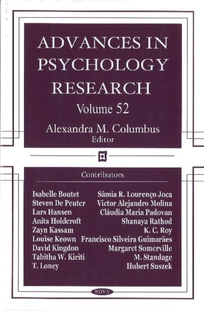 Advances in Psychology Research : Volume 52, Hardback Book