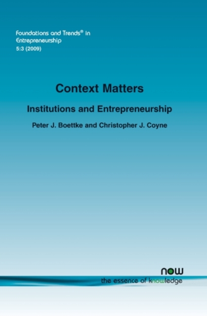 Context Matters : Institutions and Entrepreneurship, Paperback / softback Book