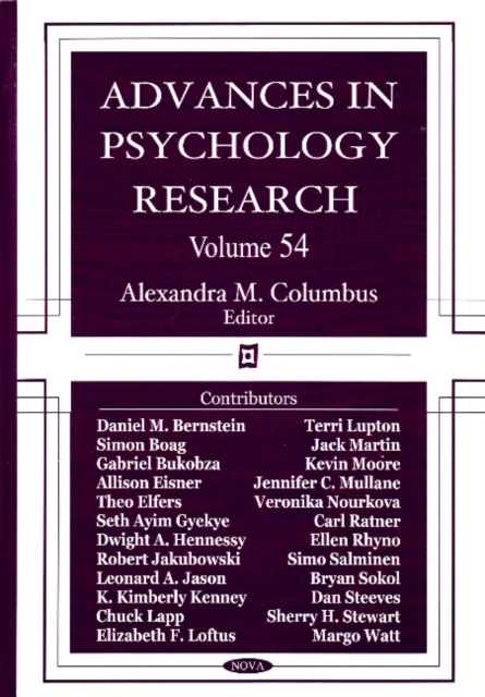 Advances in Psychology Research : Volume 54, Hardback Book