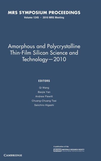 Amorphous and Polycrystalline Thin-Film Silicon Science and Technology - 2010: Volume 1245, Hardback Book
