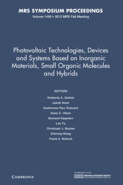 Photovoltaic Technologies, Devices and Systems Based on Inorganic Materials, Small Organic Molecules and Hybrids: Volume 1493, Hardback Book