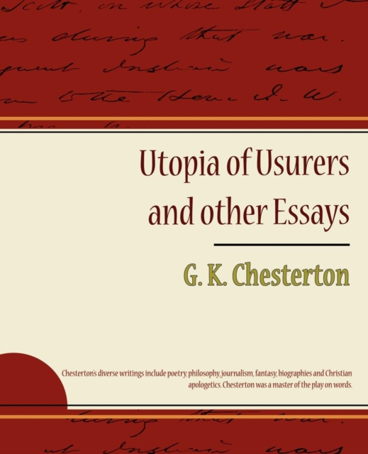 Utopia of Usurers and Other Essays, Paperback / softback Book