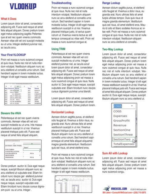 Excel VLOOKUP Laminated Tip Card : Master VLOOKUP from MrExcel, Pamphlet Book
