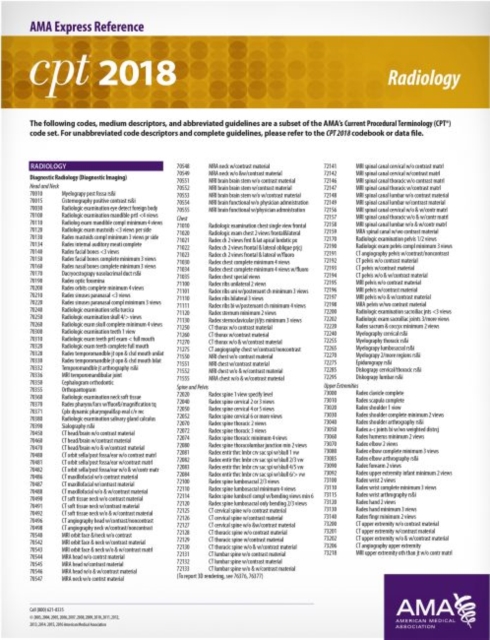 CPT (R) 2018 Express Reference Coding Cards: Radiology, Cards Book