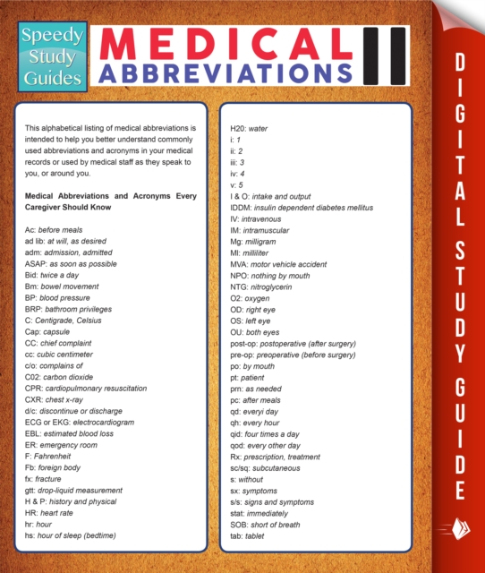 Medical Abbreviations Il (Speedy Study Guides), PDF eBook
