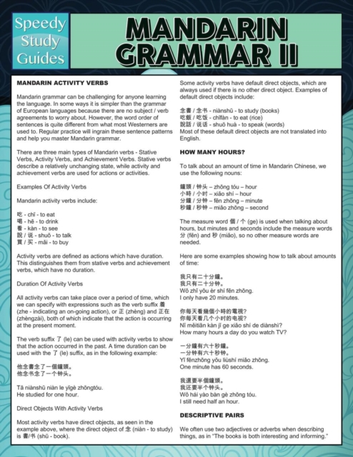 Mandarin Grammar II (Speedy Language Study Guides), Paperback / softback Book