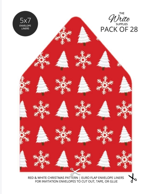 Christmas Pattern Envelope Liners Euro Flap 5x7 with Red & White Design : For Invitation Envelopes for Holidays, Birthdays, Weddings (28 Pack), Paperback / softback Book