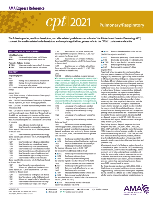 CPT 2021 Express Reference Coding Card: Pulmonary/Respiratory, PDF eBook